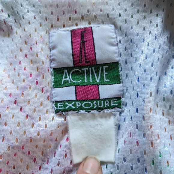 VTG 90s Active Exposure European Pattern Windbreaker Jacket Women's Medium - Picture 4 of 8